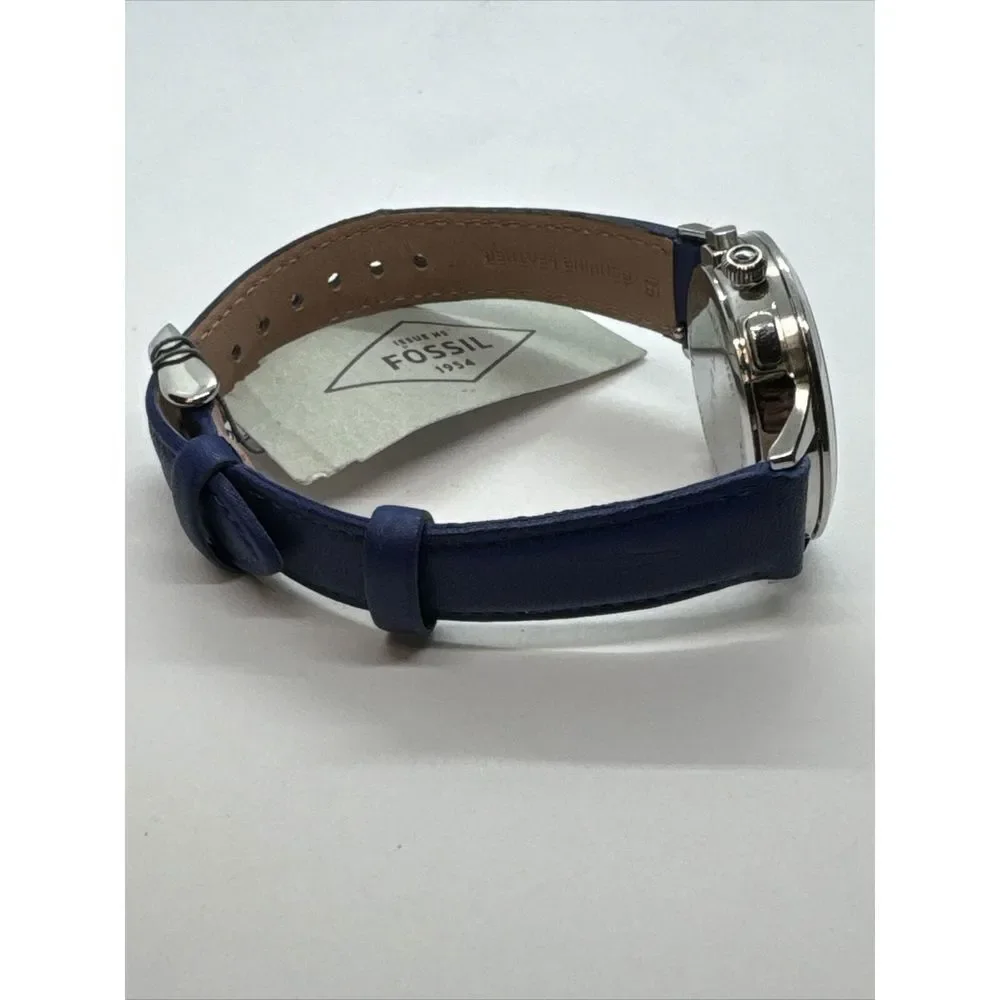 Fossil Abilene CH3032 Women's Blue Leather Strap Analog Dial Quartz Watch JNA332